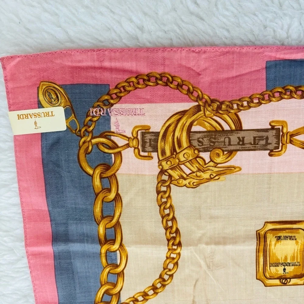 Trussardi Cotton Multicolor Square Bandanna/Scarf Size 21” X 21”approximately